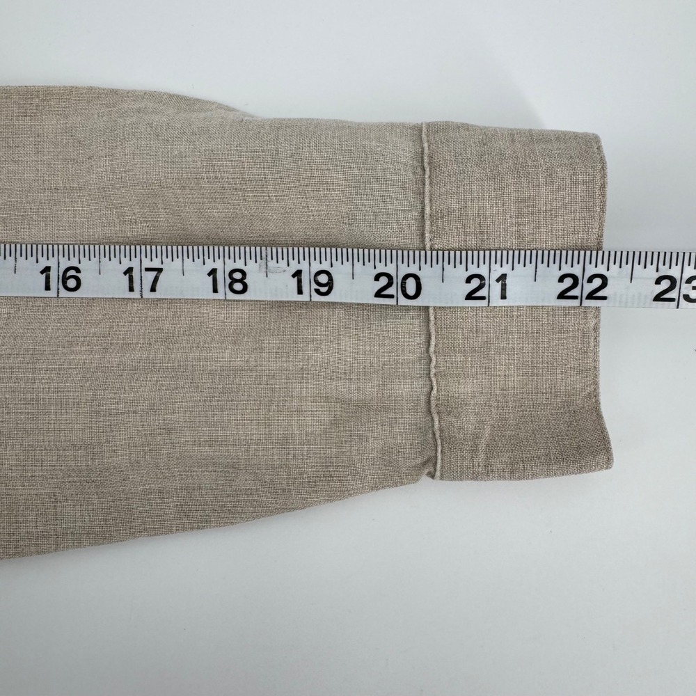 J.Jill Love‎ Linen Sharkbite Tunic Top Beige Oatmeal V-Neck Petite Medium PM - Picture 4 of 11